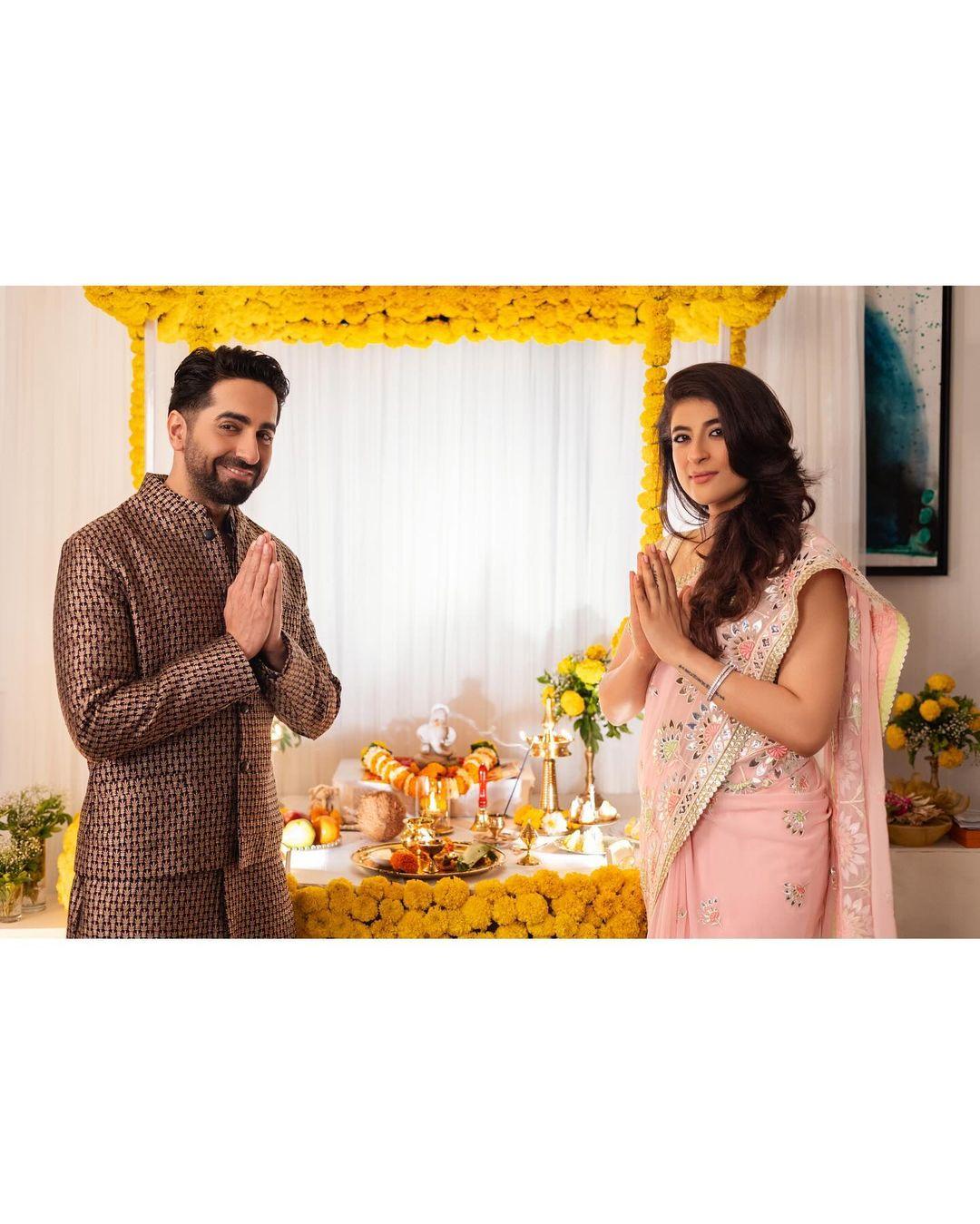 Ayushmann Khurrana and Tahira Kashyap celebrated Ganesh Chaturthi at home. The actor shared lovely pictures on Instagram